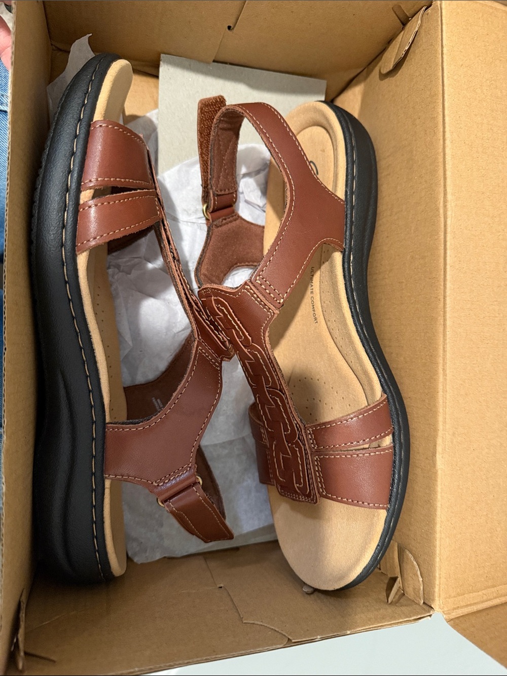 Clarks Women's Brown Leather Strap Sandals